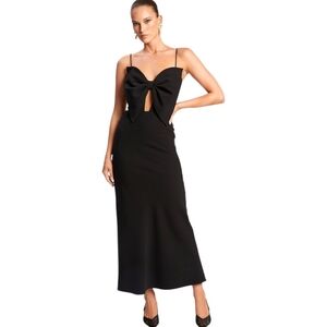 NWT $175 BARDOT Paula Bow Maxi Dress Small Black